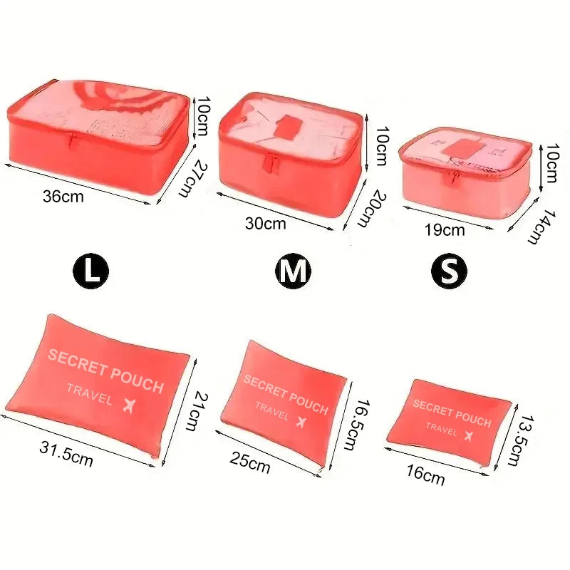 Matkalaukun järjestelijäsetti (6-osainen) – Pakkaa fiksummin, matkusta helpommin